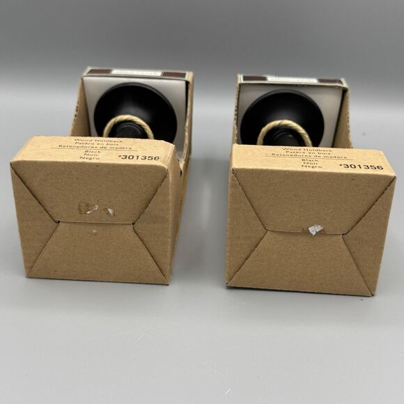 Pair Allen + Roth Wood Black Holdback  #301356 Home Decor Curtain Holder Tieback - Picture 9 of 10